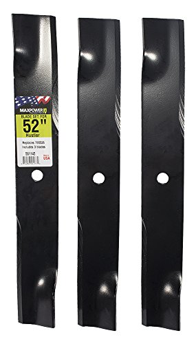 Maxpower 561145B 3-Blade Set for Many 52 in. Cut Hustler Mowers Replaces OEM #'s 795526, 603995, 783753 and Dixie Chopper 30227-52X, Black