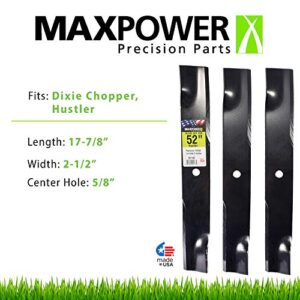 Maxpower 561145B 3-Blade Set for Many 52 in. Cut Hustler Mowers Replaces OEM #'s 795526, 603995, 783753 and Dixie Chopper 30227-52X, Black