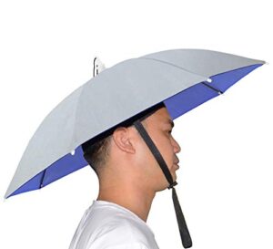 new-vi umbrella hat, 25 inch hands free umbrella cap for adults and kids, fishing golf gardening sunshade outdoor headwear (silver)