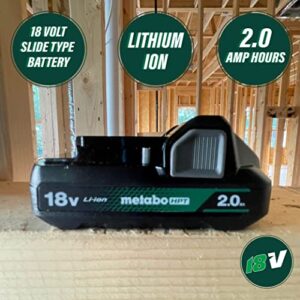 Metabo HPT 18V 2-Pack Batteries and Charger Kit | 2.0 Ah Batteries Include Charge Indicator | UC18YKSLS