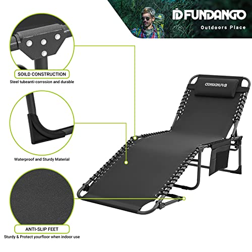 FUNDANGO Lounge Chair, L74.8 x W23.2 x H13.3 inch, Black_74.8" L x 23.2" W