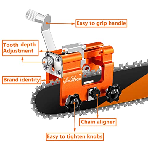 Chain Saw Sharpening Jig, Chain Saw Sharpener Tool with 5Pcs Tungsten Carbide Chainsaw Sharpener Bits, Portable Manual Chainsaw Chain Sharpening Jig Kit for 4"-22" Chain Saws, Keep Chain Saw Sharp