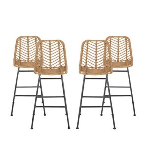 great deal furniture angela outdoor wicker barstools (set of 4), light brown and black
