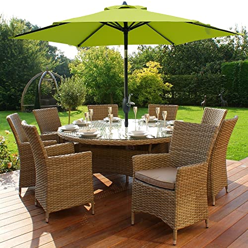 windaze 7.5ft Patio Table Umbrella - Outdoor Market Umbrella with Push Button Tilt and Crank for Garden, Lawn, Backyard, Deck, Pool and Beach, Yellow Lime