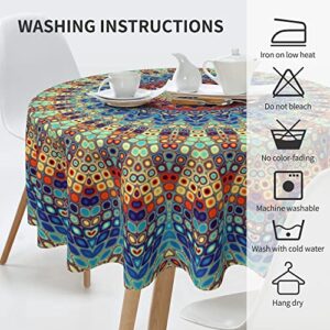 Speku Boho Table Cloth Round Tablecloth 60 Inch Washable Waterproof Table Cover Tabletop Decoration for Restaurant, Picnic, Indoor and Outdoor Dining - Mandala