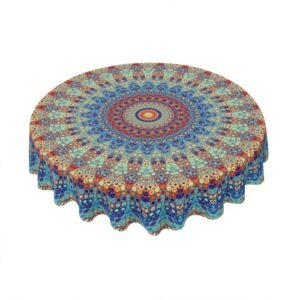 Speku Boho Table Cloth Round Tablecloth 60 Inch Washable Waterproof Table Cover Tabletop Decoration for Restaurant, Picnic, Indoor and Outdoor Dining - Mandala