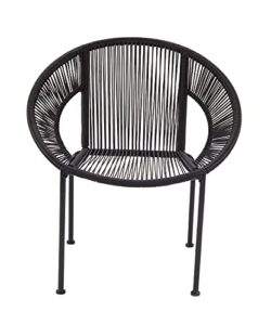 deco 79 contemporary plastic rattan oval outdoor chair, 29″ x 23″ x 30″, black