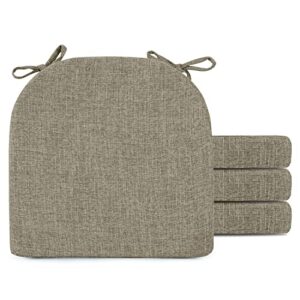 Wellsin Chair Cushions for Dining Chairs 4 Pack - Kitchen Chair Cushions with Ties and Non-Slip Backing - Dining Chair Pads 16"X16"X2", Khaki