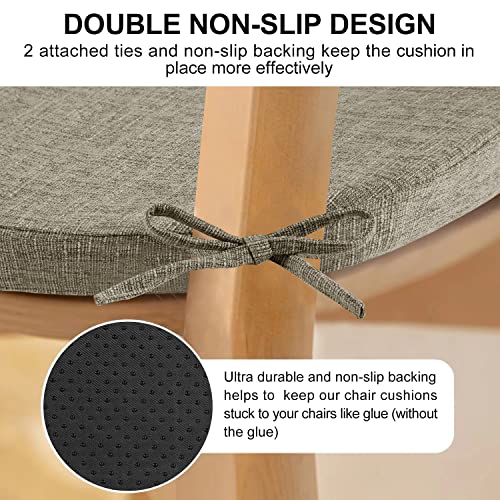 Wellsin Chair Cushions for Dining Chairs 4 Pack - Kitchen Chair Cushions with Ties and Non-Slip Backing - Dining Chair Pads 16"X16"X2", Khaki