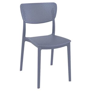 compamia lucy dining chair in dark gray finish (set of 2)