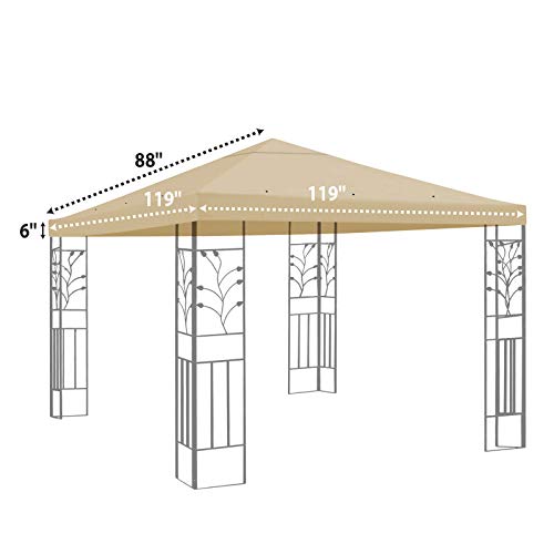 BenefitUSA 10x10 FT Gazebo Replacement Canopy Top Single Tier Canopy Top Cover (Beige)