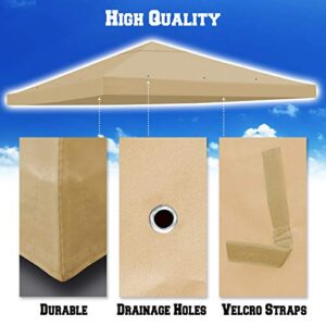 BenefitUSA 10x10 FT Gazebo Replacement Canopy Top Single Tier Canopy Top Cover (Beige)