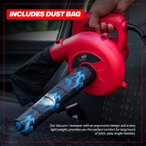 PROMAKER Corded Electric Leaf Blower, Small handheld Blower/Vacuum for home with a variable speed (7 levels of speed) 2 in 1, Air Duster with a dust bag for Computer/Leaf/Dusting 400W 120V PRO-SP400.