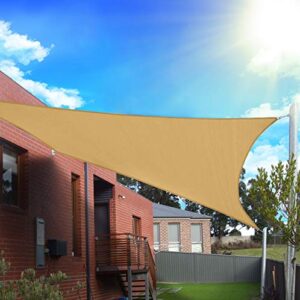 FLY HAWK Patio Sun Shade Sail Canopy, Retractable Awning Rectangle 6' x 8' Patio Sunshade Cover Canopy - Durable Fabric Cloth for Outdoor Garden Yard Pond Pergola Sandbox Deck Courtyard - Sand Color