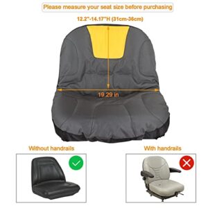 Riding Lawn Mower Seat Covers, Universal Oxford Waterproof Tractor Seat Cover with Storage Bag Compatible with Husq-varna、Crafts-man、Cub Ca-det （Grey Medium )