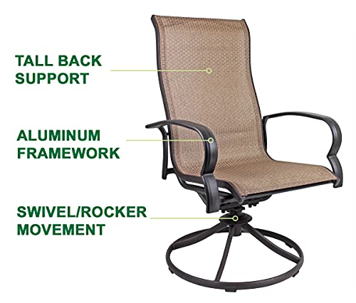 Patio Master Bellevue Sling Rocker Outdoor Aluminum Brown Chairs (Pack of 2)