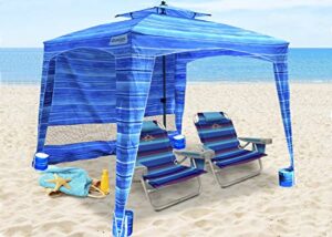 beach cabana canopy shelter – cool sun shade tent – 6’ x 6’ – upf 50+ – waterproof – easy setup – 2 layer wind vent umbrella – 6 ft x 6 ft – bonus sidewall – beach, lake, park w/family – 2 to 4 people