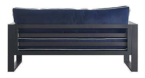 Tommy Hilfiger Monterey Modern Patio Outdoor Furniture Collection, Weather Resistant, Metal Frame, Sofa, Navy Blue & Dark Gray