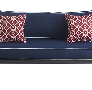 Tommy Hilfiger Monterey Modern Patio Outdoor Furniture Collection, Weather Resistant, Metal Frame, Sofa, Navy Blue & Dark Gray