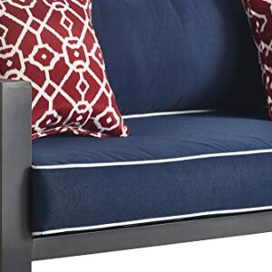 Tommy Hilfiger Monterey Modern Patio Outdoor Furniture Collection, Weather Resistant, Metal Frame, Sofa, Navy Blue & Dark Gray