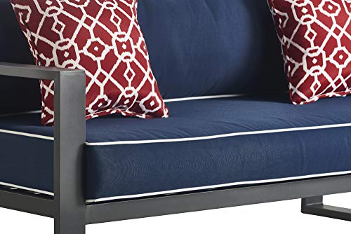 Tommy Hilfiger Monterey Modern Patio Outdoor Furniture Collection, Weather Resistant, Metal Frame, Sofa, Navy Blue & Dark Gray