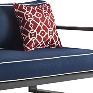 Tommy Hilfiger Monterey Modern Patio Outdoor Furniture Collection, Weather Resistant, Metal Frame, Sofa, Navy Blue & Dark Gray