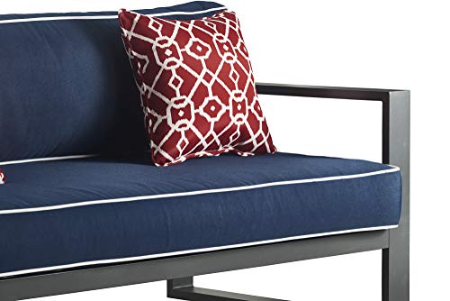 Tommy Hilfiger Monterey Modern Patio Outdoor Furniture Collection, Weather Resistant, Metal Frame, Sofa, Navy Blue & Dark Gray