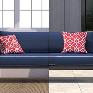 Tommy Hilfiger Monterey Modern Patio Outdoor Furniture Collection, Weather Resistant, Metal Frame, Sofa, Navy Blue & Dark Gray