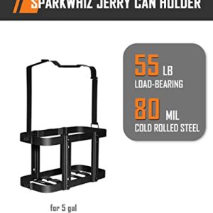 SPARKWHIZ Jerry Gas Can Holder, 5 Gallon / 20 Liter Steel Jerry Can Mount, 2023 Upgrade