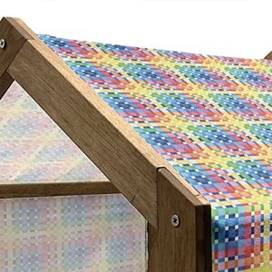 Ambesonne Checkered Wooden Pet House, Rainbow Colors Contiguous Big and Small Squares in Watercolor Style Geometrical, Indoor & Outdoor Portable Dog Kennel with Pillow and Cover, Large, Multicolor
