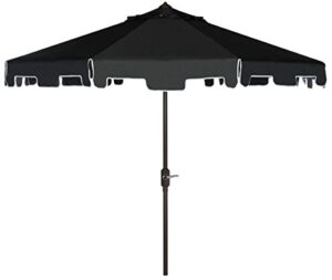 safavieh outdoor collection zimmerman crank market black and white 9-inch umbrella