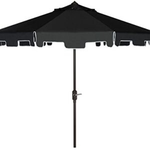 Safavieh Outdoor Collection Zimmerman Crank Market Black and White 9-inch Umbrella