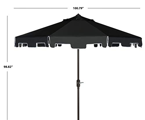 Safavieh Outdoor Collection Zimmerman Crank Market Black and White 9-inch Umbrella