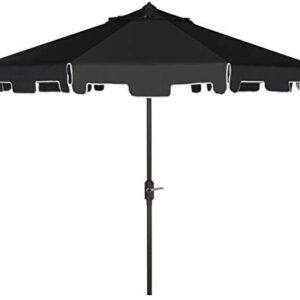 Safavieh Outdoor Collection Zimmerman Crank Market Black and White 9-inch Umbrella