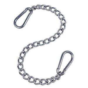 sfeexun hanging chair chain with carabiners, heavy duty 660lbs capacity stainless steel hanging kits for punching bags hammocks (silver, 24)