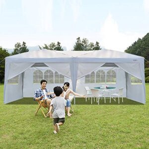 vingli 10x20ft pop up canopy tent with 6 removable sidewalls, party tent with carry bag, outdoor gazebo beach tent camping tent, patio event tent outdoor canopy commercial canopy