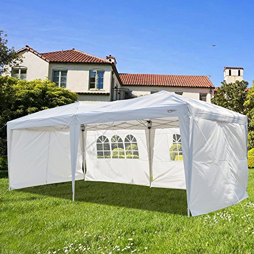 VINGLI 10x20ft Pop Up Canopy Tent with 6 Removable Sidewalls, Party Tent with Carry Bag, Outdoor Gazebo Beach Tent Camping Tent, Patio Event Tent Outdoor Canopy Commercial Canopy