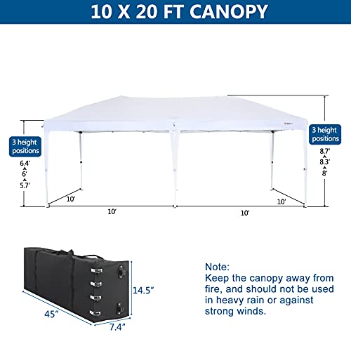 VINGLI 10x20ft Pop Up Canopy Tent with 6 Removable Sidewalls, Party Tent with Carry Bag, Outdoor Gazebo Beach Tent Camping Tent, Patio Event Tent Outdoor Canopy Commercial Canopy