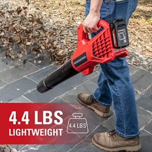 POWERWORKS XB 20V Cordless Leaf Blower with 2Ah Battery and Charger，310 CFM / 85 MPH & 2-Speed Mode, Battery Powered Leaf Blowers for Lawn Care