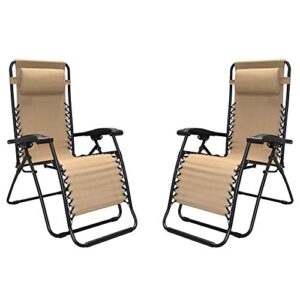 caravan canopy infinity zero gravity steel frame patio deck chair, beige (pair)