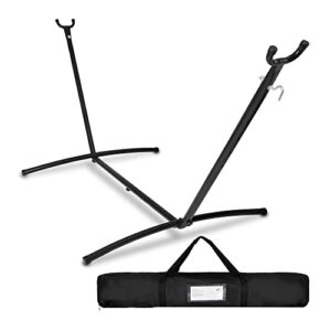 super deal portable 9ft hammock stand, heavy duty 2 person 620 lbs capacity steel hammock frame with portable carrying case, adjustable 6 optional hook positions, weather resistant