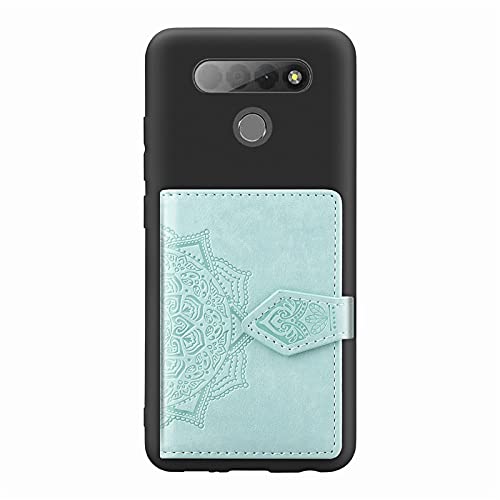 Ostop Wallet Case Compatible with TCL 10 5G UW(Verizon) Cover Vintage Business Purse with Card Slots,Premium PU Leather Embossed Mandala Flip Shell with Magnetic Clasp and Stand,Green