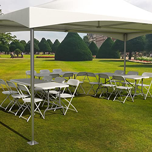 VINGLI 6 FT Plastic Folding Table Set with 6 White Folding Chairs for Picnic, Event, Training, Outdoor Activities, at Home and Commercial Use