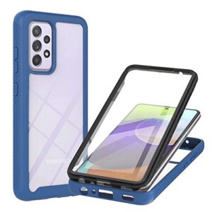 ostop case compatible with samsung galaxy a52 5g/4g,full body rugged clear case with built-in screen protector,front and transparent back dual layer hybrid cover,shockproof soft tpu bumper case,blue
