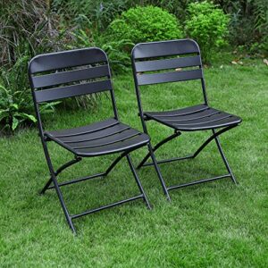 phi villa metal steel patio dining chairs set of 2,outdoor bistro chairs,foldable patio dining chairs for garden,backyard, lawn, porch, poolside and balcony,2 packs