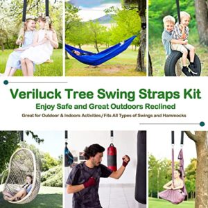 Veriluck Super Thickened Tree Swing Straps Hanging Kit Holds 5000 lbs, 3FT/8FT/15FT/20FT/30FT, Enhanced Strength Weatherproof Hammock Tree Straps Fit All Swing Types, Safer & Easy Installation(3 FT)