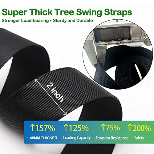 Veriluck Super Thickened Tree Swing Straps Hanging Kit Holds 5000 lbs, 3FT/8FT/15FT/20FT/30FT, Enhanced Strength Weatherproof Hammock Tree Straps Fit All Swing Types, Safer & Easy Installation(3 FT)