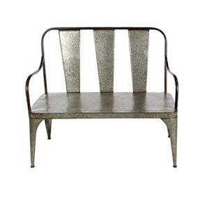 deco 79 farmhouse metal solid outdoor bench, 47″ x 26″ x 40″, silver