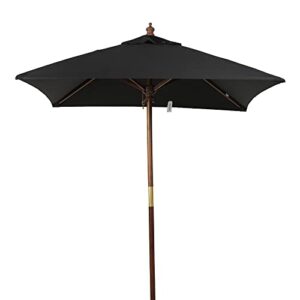 germisept marrin black 7.5ft patio umbrella with hand crank and wood pole base – made from recycled water bottles