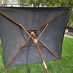 Germisept Marrin Black 7.5ft Patio Umbrella with Hand Crank and Wood Pole Base - Made from Recycled Water Bottles